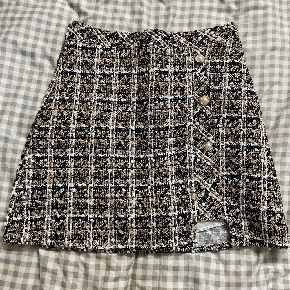 Plaid Tweed Skirt Skort